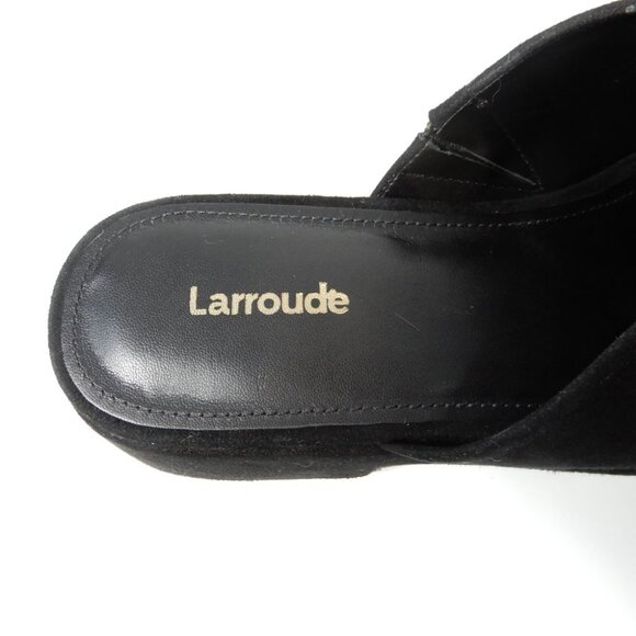 Larroude Miso Flatform Platform CLOGS Slip On Size 8.5 Black Suede Leather EUC - Picture 11 of 16